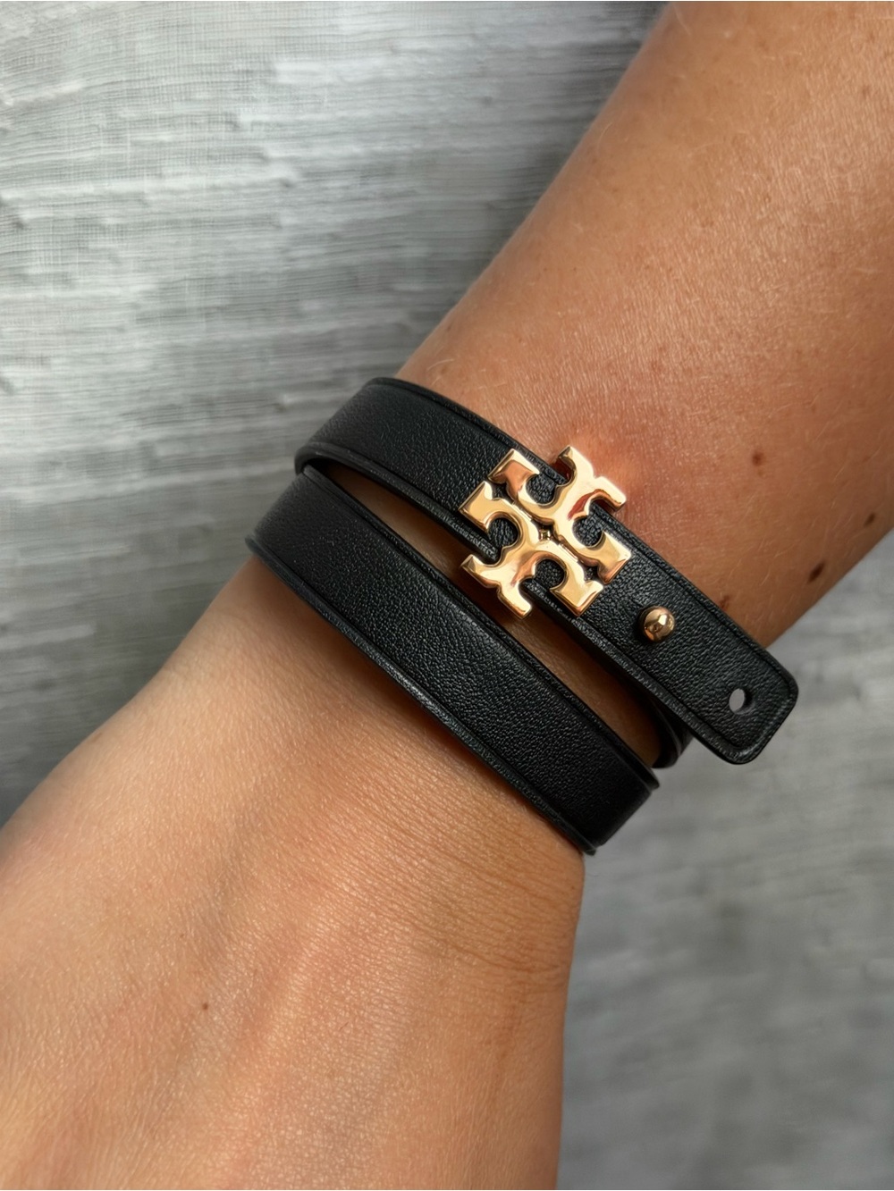 Tory Burch Eleanor Double Wrap Leather Bracelet